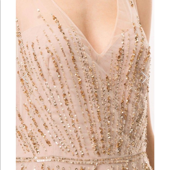 Marchesa Sleeveless Beaded V-Neck Gown - Picture 3 of 8